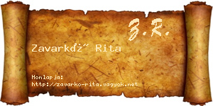 Zavarkó Rita névjegykártya