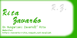 rita zavarko business card